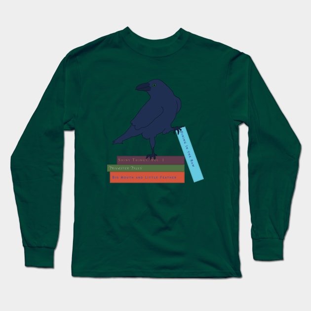 Reading Raven Book Crow Long Sleeve T-Shirt by Craneibou